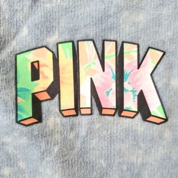 Victoria Secret Pink Sweatshirt Off Shoulder Crop top. Marble Blue - Picture 6 of 9